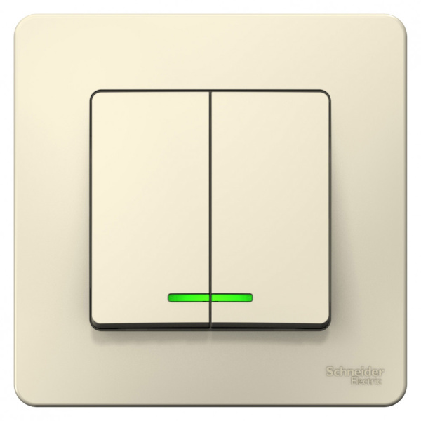 Systeme Electric Blanca внутр Молочный Выключатель 2-клавишный с подсветкой, 10А, 250B