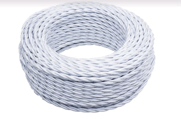 BIRONI Белый глянец Витой провод 2*0,75 150м B1-422-071-150