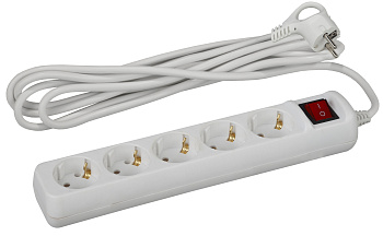 ЭРА U-5es-5m Удлинитель с заземлением, с выключателем, 5гн, 5м, ПВС, 3x1мм2, 16A