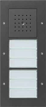Gira TX-44 Антрацит Вызывная станция (аудио) наружного монтажа, на 6 абонентов, белая подсветка 126867