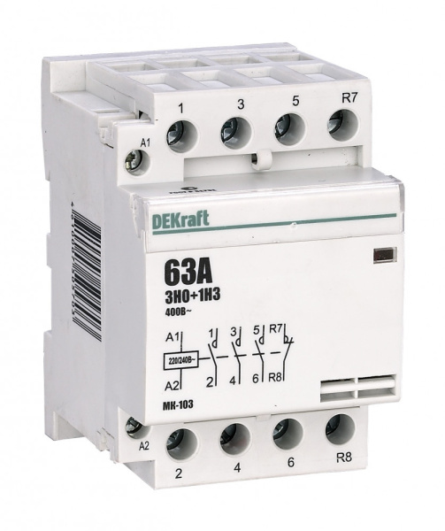 Dekraft Модульный контактор 3НО+1НЗ 32А 230В МК-103