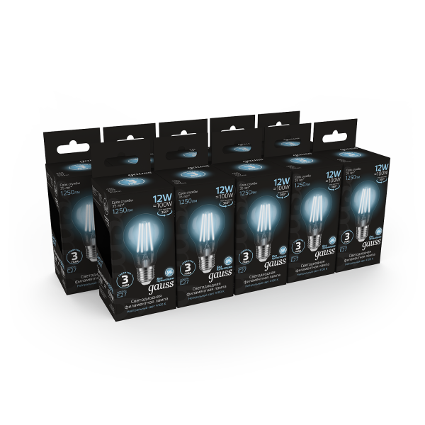 Купить Gauss Лампа Filament А60 12W 1250lm 4100К Е27 LED 102902212