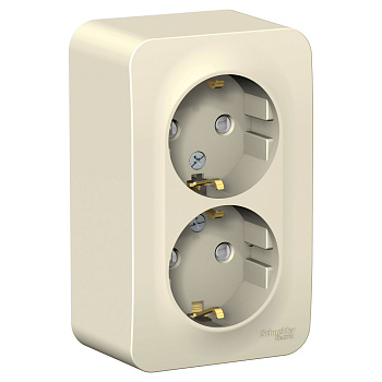 Systeme Electric Blanca наруж Молочная Розетка 2-ая с/з со шторками 16А, 250В, изолир. пластина