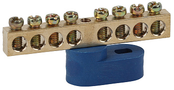 ЭРА NO-222-114-1 Синий Шина N "ноль" на одном угловом изоляторе ШНИ-6х9-8-У1