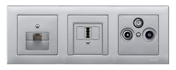 Купить SE Merten SM Алюминий Накладка розетки ТЛФ/комп 1-ой наклонной MTN298360