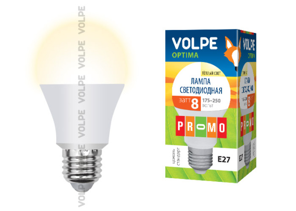Купить Volpe Лампа LED груша Е27 8W 220V 3000К мат 09943
