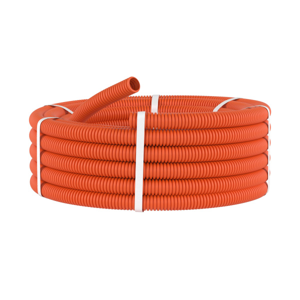 Купить DKC Труба ПНД гибкая гофр. д.50мм, тяжёлая без протяжки, 15м, цвет оранжевый