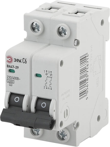 ЭРА NO-902-115 Автоматический выключатель ВА47-29 2P 50А кривая C