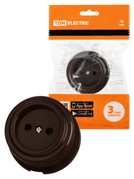 TDM Розетка 2П 10А 250В коричневая «Виви» SQ1820-1416