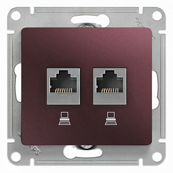 Systeme Electric Glossa Баклажановый Розетка 2-ая компьютерная RJ45+RJ45, кат.5E