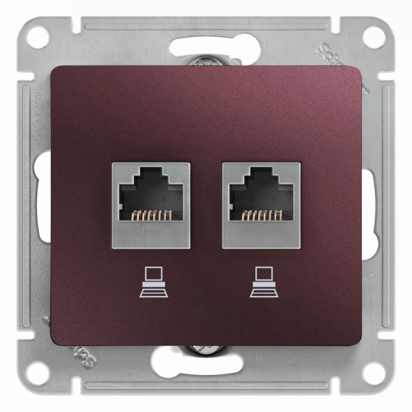 Systeme Electric Glossa Баклажановый Розетка 2-ая компьютерная RJ45+RJ45, кат.5E