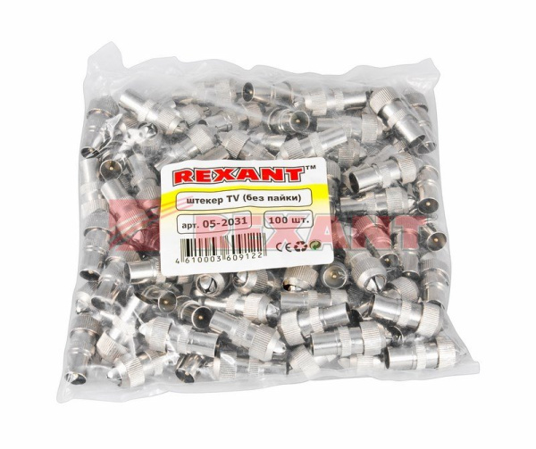 Купить Разъем штекер TV без пайки Металл "орех" Rexant 05-2031