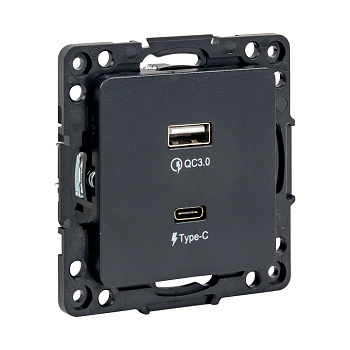 EKF PROxima Стокгольм Черный Розетка с 2USB type A+C