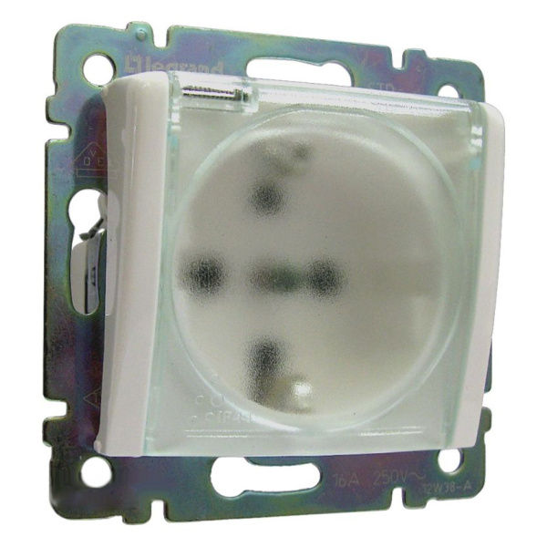 Купить Legrand Valena Бел Розетка 1-ая с/з с крышкой и защитными шторками IP44 (к простой рамке) 774220