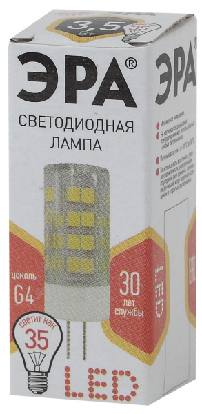Купить ЭРА LED JC-3,5W-220V-CER-827-G4 (диод, капсула, 3,5Вт, тепл, G4)