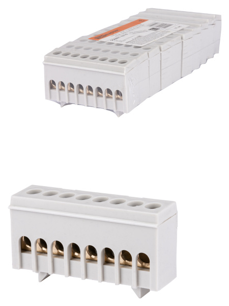 TDM Шина "L" "фаза" в сером изоляторе на DIN-рейку 6x9мм 8 групп SQ0801-0210