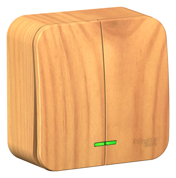 Купить Systeme Electric Blanca наруж Ясень Выключатель 2-клавишный с подсветкой 10А,250B, изолир. пластина