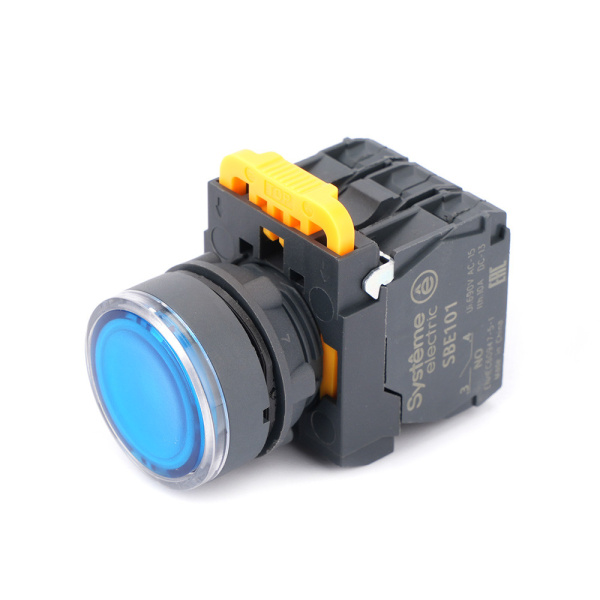 Systeme Electric Кнопка SB5 с подсветкой в сборе модуль 22мм синяя пластик 230-240ВAC 1НО+1НЗ