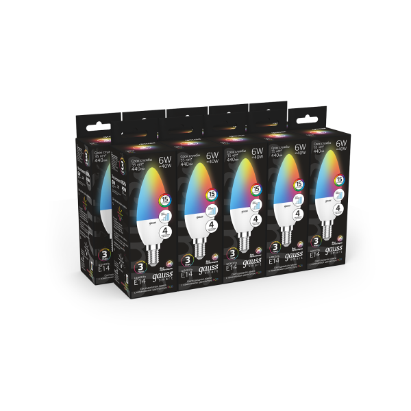 Купить Gauss Лампа Свеча 6W E14 RGBW+димирование LED 103101406