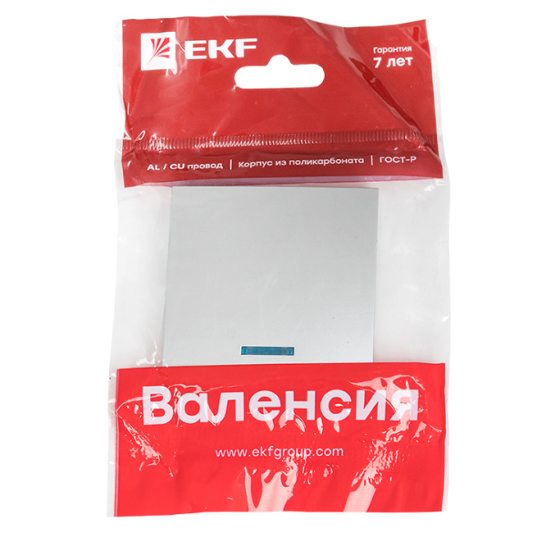 Купить EKF PROxima Валенсия лицевая панель выключателя 1-кл. с индикатором 10А сталь