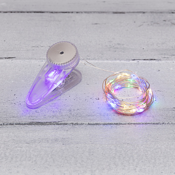 NEON-NIGHT Гирлянда «Роса» с прищепкой 3 м, 30 LED, цвет свечения мультиколор, 2хCR2032 в комплекте 302-019