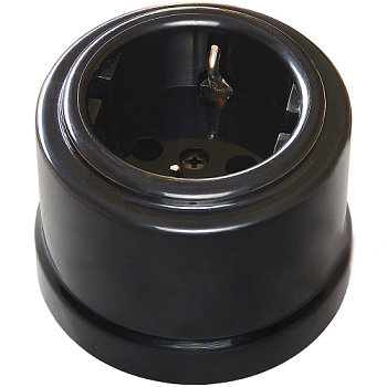 BIRONI Лизетта Пластик Черный Розетка с/з B1-101-23