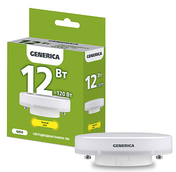 IEK GENERICA Лампа LED T80 таблетка 12Вт 230В 3000К GX53 LL-T80-12-230-30-GX53-G