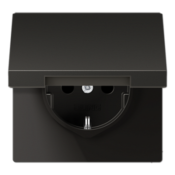 JUNG LS990 Алюминий Розетка штепсельная Schuko 16A 250V с защитой от детей и откидной крышкой AL1520KIKLAN