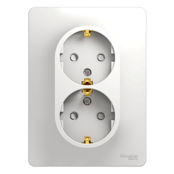 Systeme Electric Glossa Бел Розетка 2-я с/з со шторками (в сборе с рамкой)