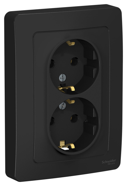 Купить Systeme Electric Blanca внутр Антрацит Розетка 2-ая с/з без шторок, 16А, 250В
