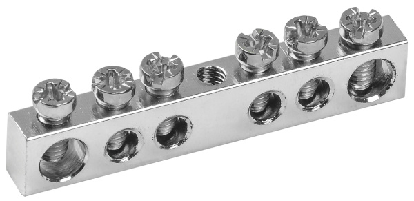 IEK Шина PEN "земля-ноль" 6х9мм 6/1 Ni (6групп/крепеж по центру)