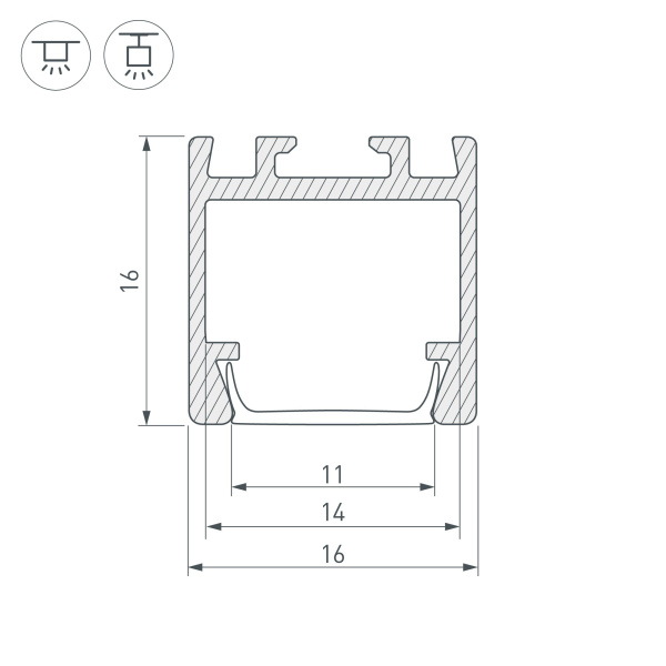 Купить Arlight Профиль PDS-ZM-2000 ANOD (Алюминий) 021648