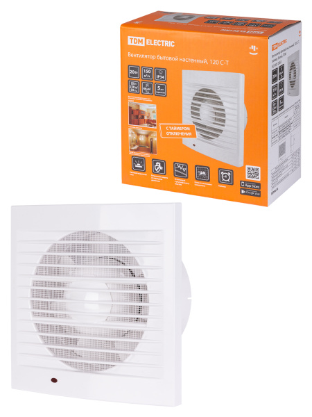 TDM Вентилятор бытовой настенный, 120 С-Т, таймер, белый, SQ1807-2002