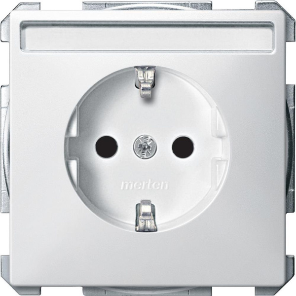 Купить SE Merten SD Полярно-Бел Розетка Schuko с/з, шторками и полем для надписи (MTN2302-4019)