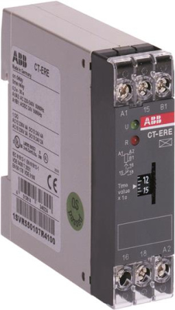 ABB CT-ERE Реле времени CT-ERE задержка на вкл 0,3-30 мин 24V AC/DC, 220-240V AC, 1ПК 1SVR550107R5100