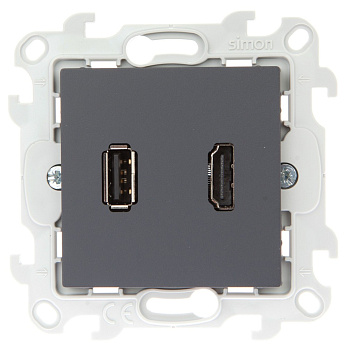 Simon 24 Графит Коннектор HDMI+USB 2.0 2411095-038