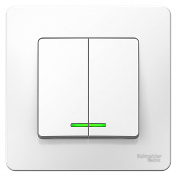 Systeme Electric Blanca внутр Бел Выключатель 2-клавишный с подсветкой, 6А, 250В
