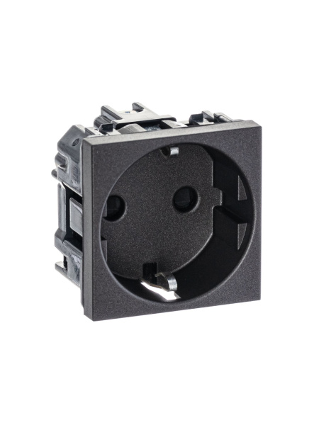 Купить ABB NIE Zenit Антрацит Розетка с/з с защитными шторками, винт. зажим, 2 мод 2CLA228800N1801