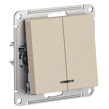 Systeme Electric AtlasDesign Песочный Выключатель 2-клавишный с подсветкой, сх.5а, 10АХ, мех.