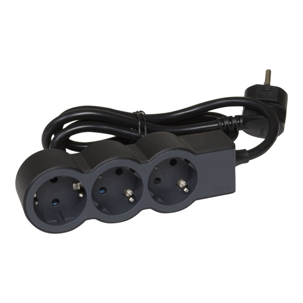 Купить Legrand Revolution Стандарт Черный Удлинитель 3x2К+З, кабель 1,5м 694550