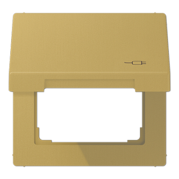 JUNG Рамка с подпружиненной крышкой для механизмов 50*50, с символом "Вилка", латунь Classic ME2990KLSOCC