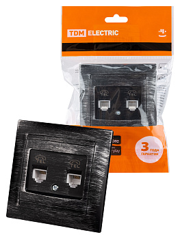 TDM Розетка двойная телефонная RJ11 старинное серебро "Лама" SQ1815-0659