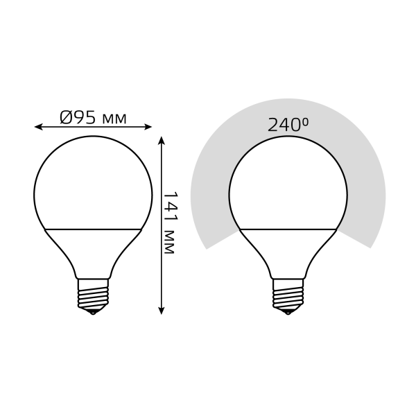Купить Gauss Лампа G95 16W 1480lm 3000K E27 LED 105102116