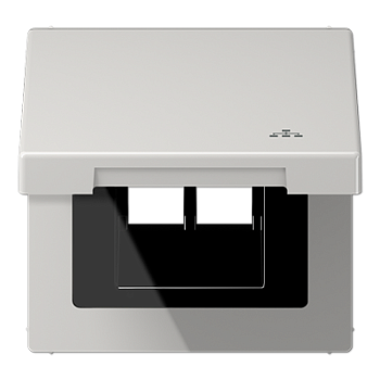 JUNG Накладка и крышка для двойных UAE розеток с символом "сеть" термопласт светло-серый LS990BFKLLANLG