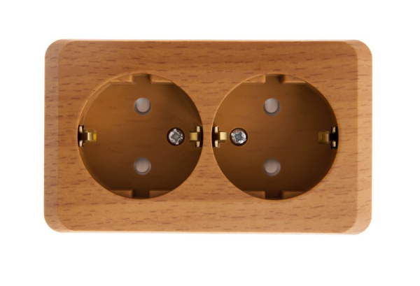 Купить Systeme Electric Этюд наруж Дача Темный бук Розетка 2-ая с/з со шторками