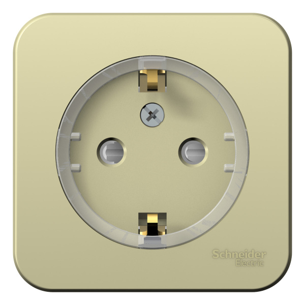 Купить Systeme Electric Blanca наруж Беж Розетка с/з со шторками, (Компакт) изолир. пластина 16А, 250В