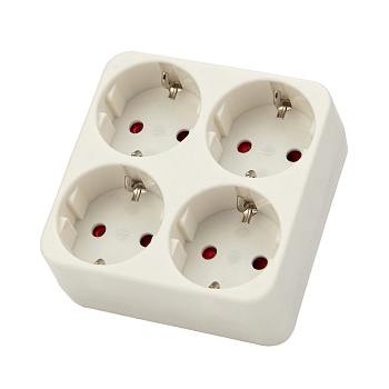 Четверник электрический , 16 А, с заземлением, белый Rexant 11-1073