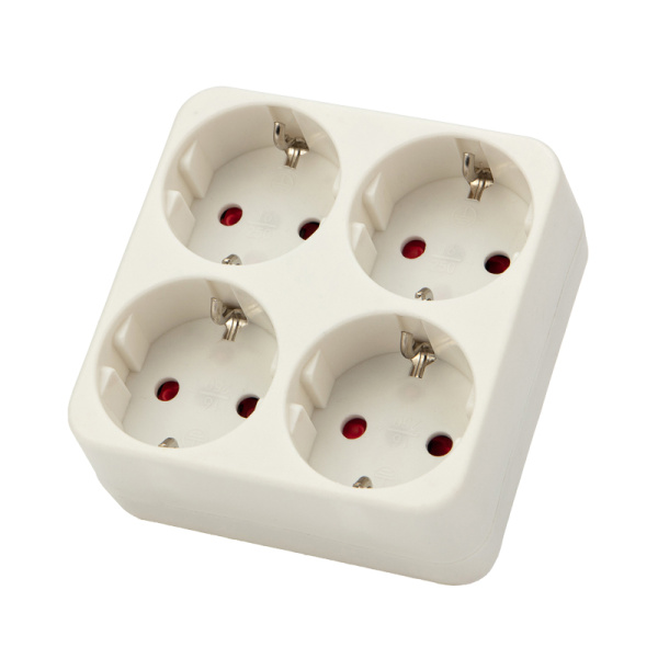 Четверник электрический , 16 А, с заземлением, белый Rexant 11-1073