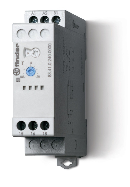 Finder Модульный таймер мультифункциональный (AE, EEa, FE, GE, IT, BEp, DEp, SHp); питание 24…240В АС/DC; 2CO 12A; ширина 22.5мм; регулировка времени 835202400000PAS