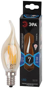 ЭРА F-LED BXS-7W-840-E14 gold (филамент, свеча на ветру золот, 7Вт, нетр, E14